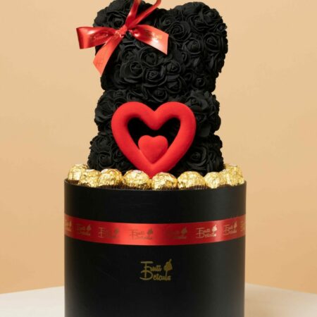 black Teddy Bear With Chocolate